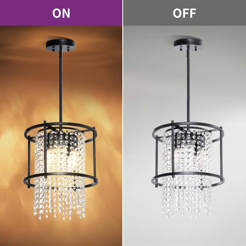 Round 4-Light Dining Room Crystal Light Chandelier Fixture for Kitchen Island Dining Room