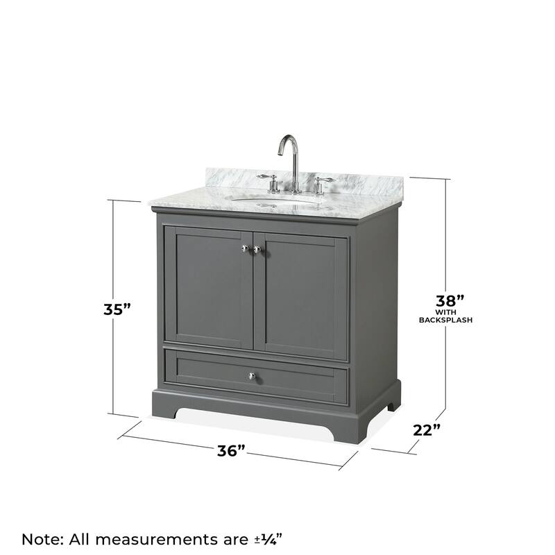 Wyndham Collection Deborah 36" Free Standing Single Vanity Set with