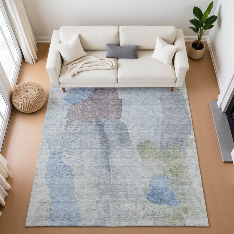 Premium Washable Super Soft Vintage Modern Mayfield Rug - Denim - 10' x 14'