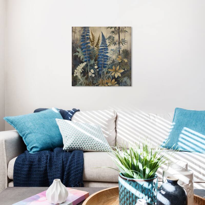 Wynwood Studio Canvas Floral and Botanical Kind of Lavandula Blue and Violet Blue Traditional Wall Art Canvas Print - 20 x 20