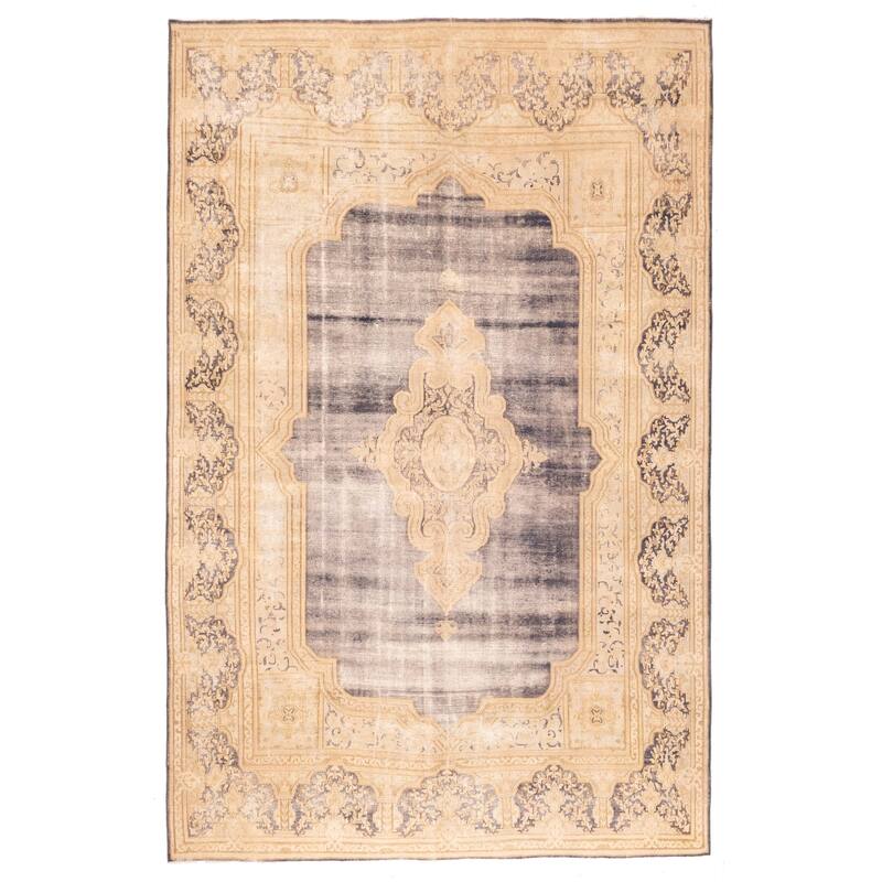 ECARPETGALLERY Hand-knotted Antalya Vintage Dark Grey Wool Rug - 8'6 x 13'1