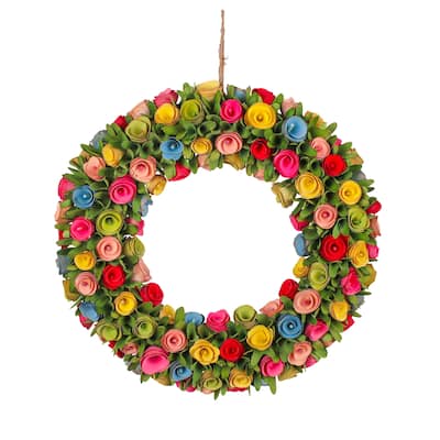 18" Bright Colors Spring Floral Wreath