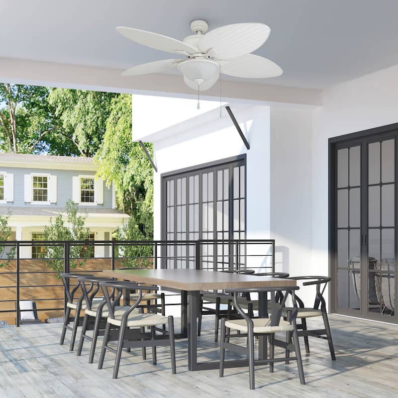 52" Solana Outdoor LED Ceiling Fan, White - 52-inch