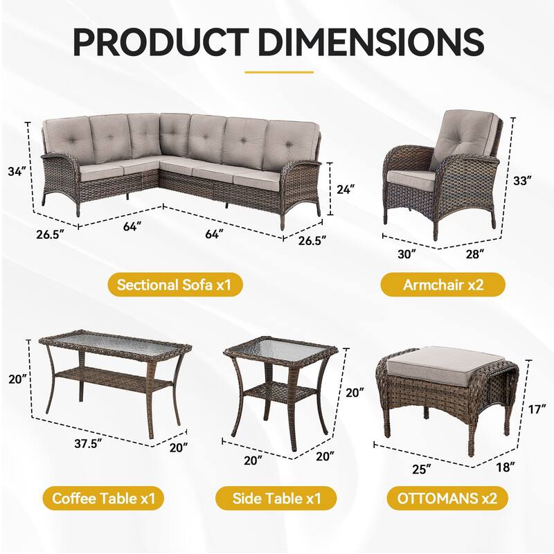 Outdoor Sectional Sofa with Chair Funiture Set