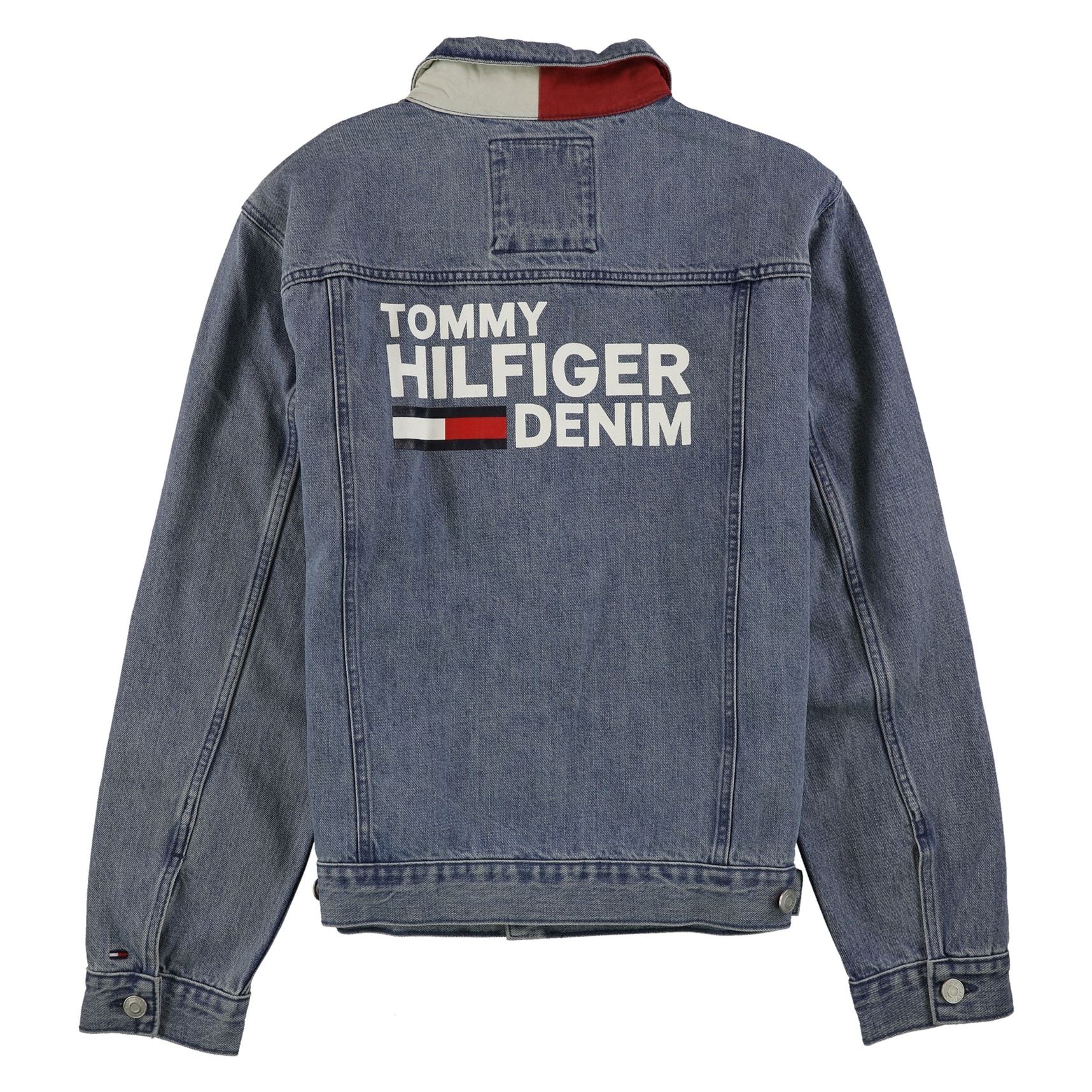 tommy hilfiger jean jacket with logo on the back