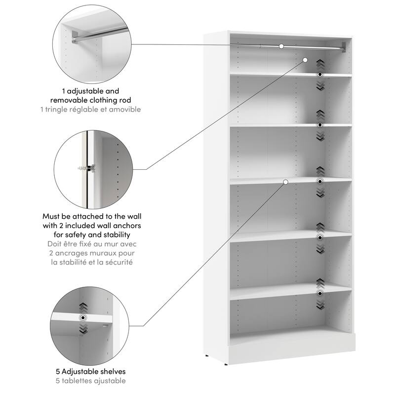 Bestar Florence 36W x 16D Modular Closet System Tower with Shelves
