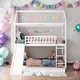 preview thumbnail 13 of 24, Friendly Design Twin Over Twin Bunk Bed with Slide, House Bed with Slide White