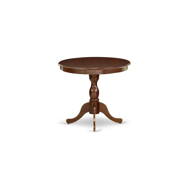 Round Wood Dining Table - Modern Pedestal Table, Asian Style, Mahogany Finish, Small Kitchen Table - 36