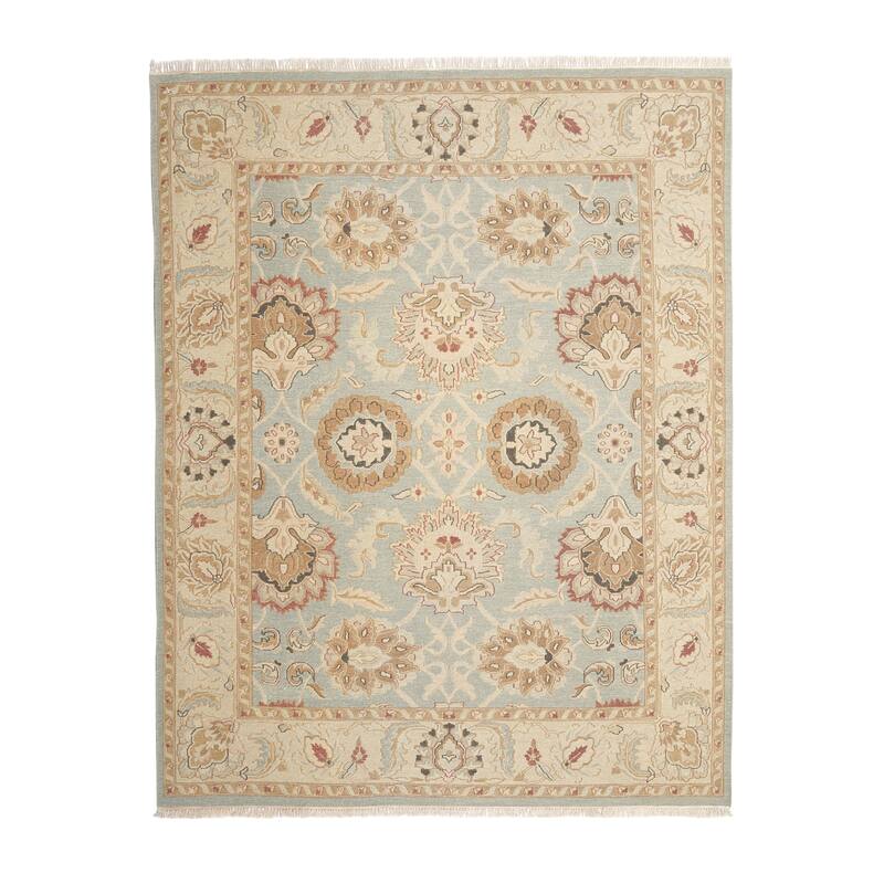 Blue/Beige Soumak Flatweave Area Rug - 10' x 14' - Blue/Beige