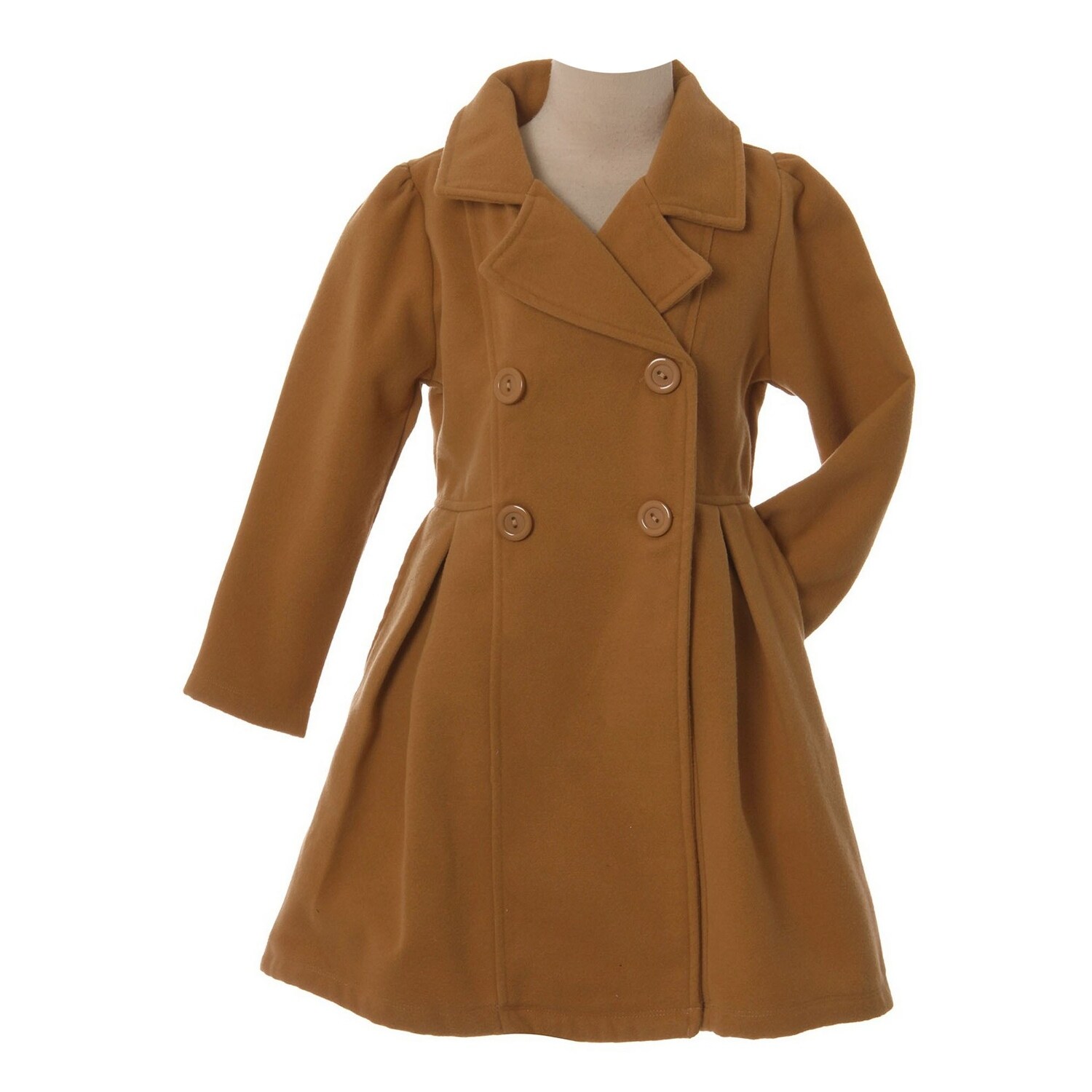 Shop Crayon Kids Girls Tan Long Sleeve Button Up Winter Dress Coat