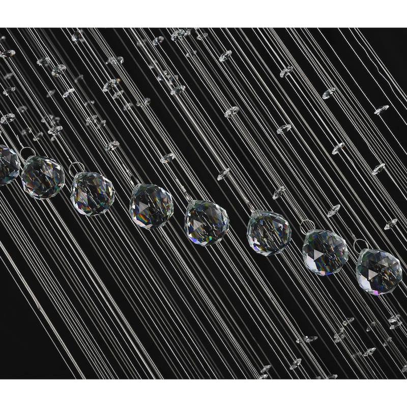 9-Light Chrome Stainless Steel Chandelier With Clear Hanging Crystals