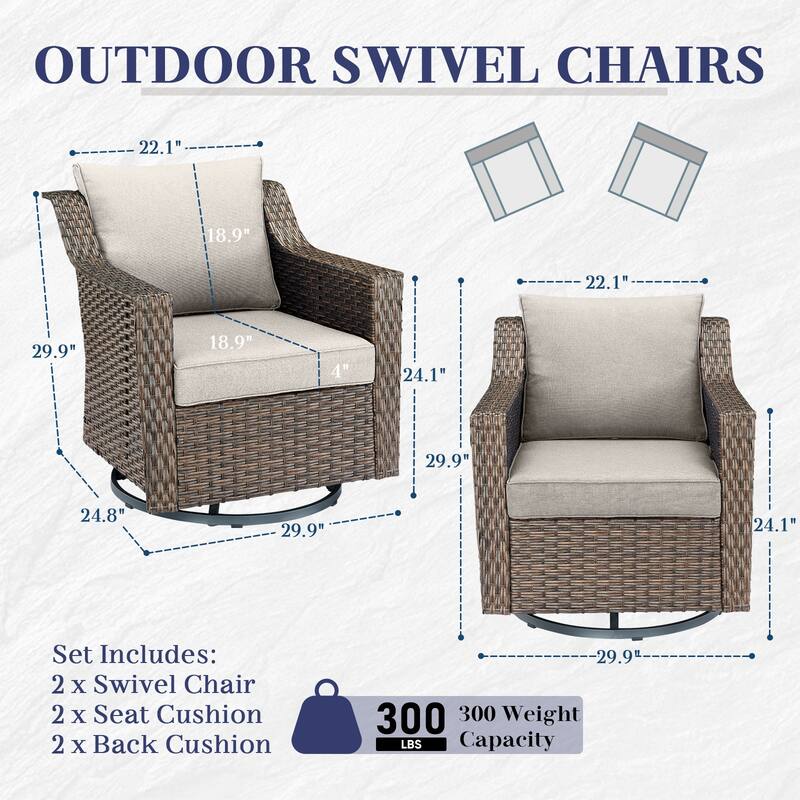 Gymojoy Outdoor Wicker Swivel Glider Chairs with Cushions