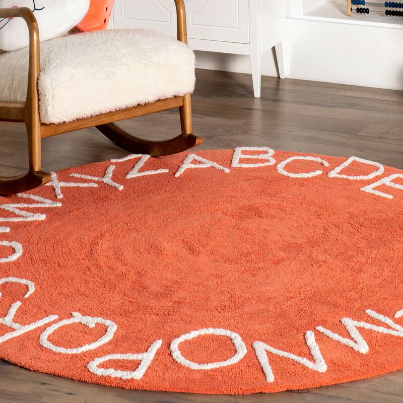 Nuloom Alphabet SpinClean Washable Round Rug