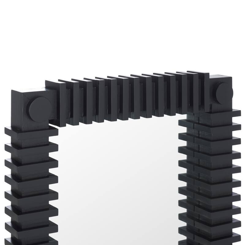 SAFAVIEH Home Brom Black 36-Inch Vertical Rectangle Firwood Mirror - 25.8"W x 3.2"D x 36"H