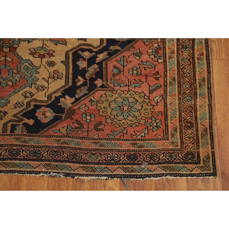 Pre-1900 Vegetable Dye Sarouk Farahan Antique Persian Wool Carpet - 3'4" x 4'11"