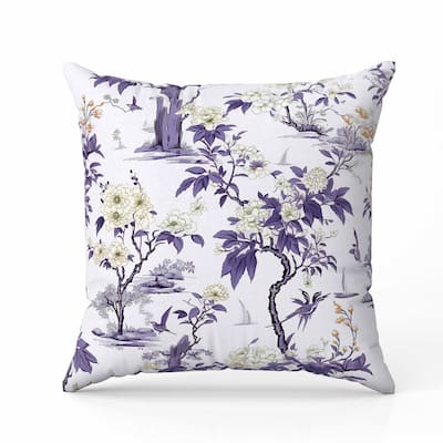 Open Air Orchid Indoor/Outdoor Reversible Throw Pillow White and Purple