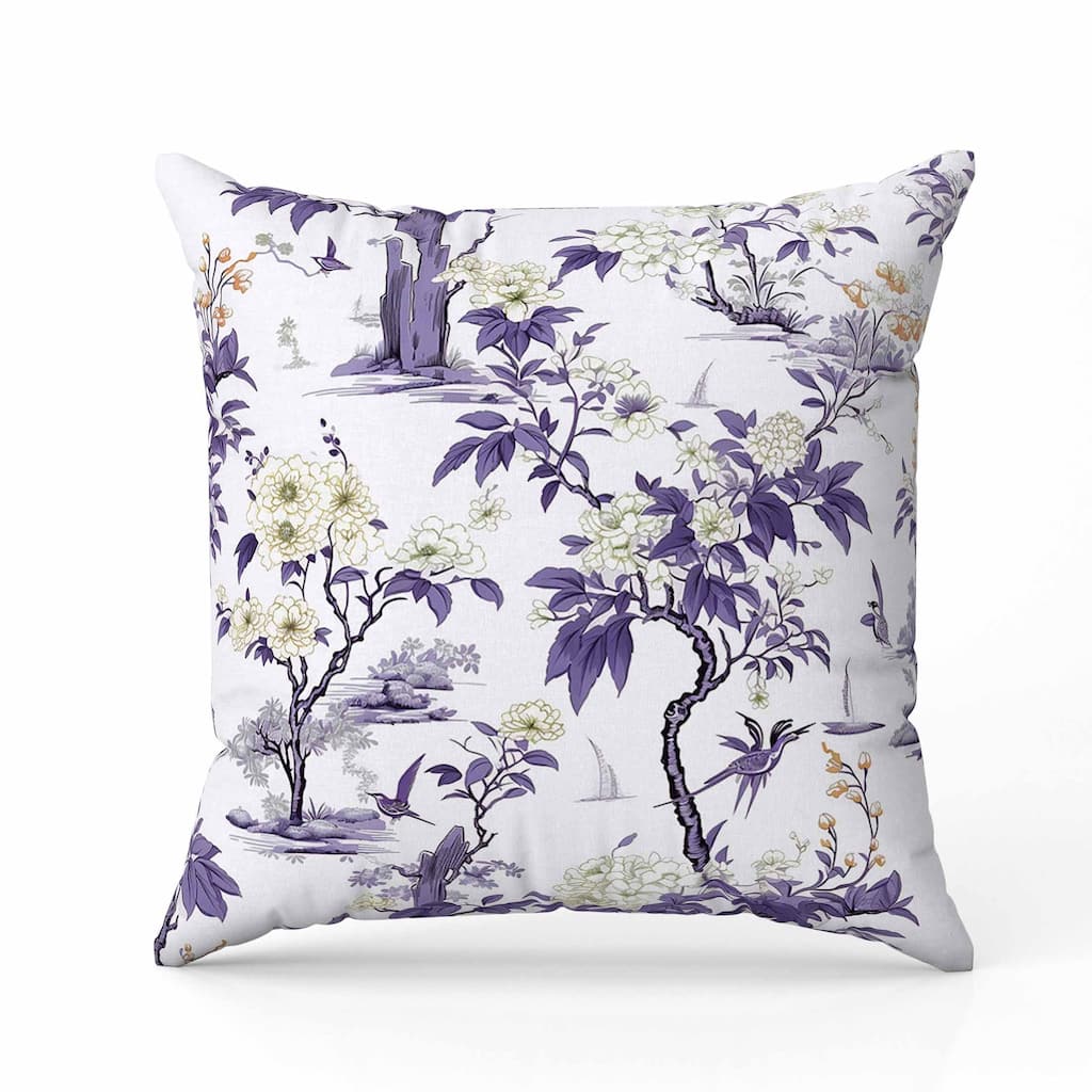 Open Air Orchid Indoor/Outdoor Reversible Throw Pillow White and Purple