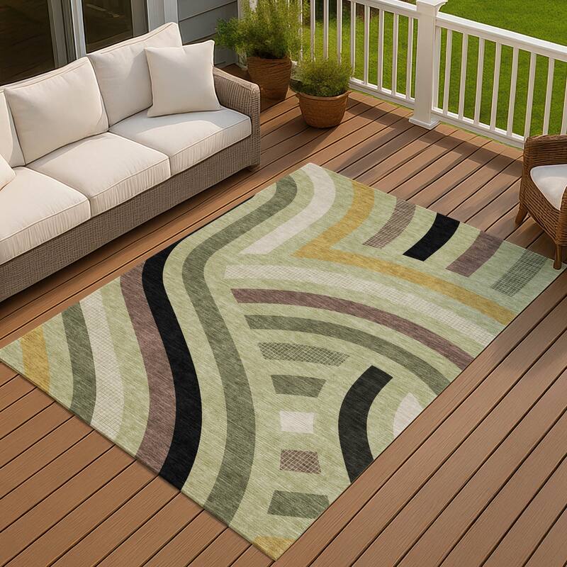Machine Washable Indoor/ Outdoor Modern Jalen Chantille Rug