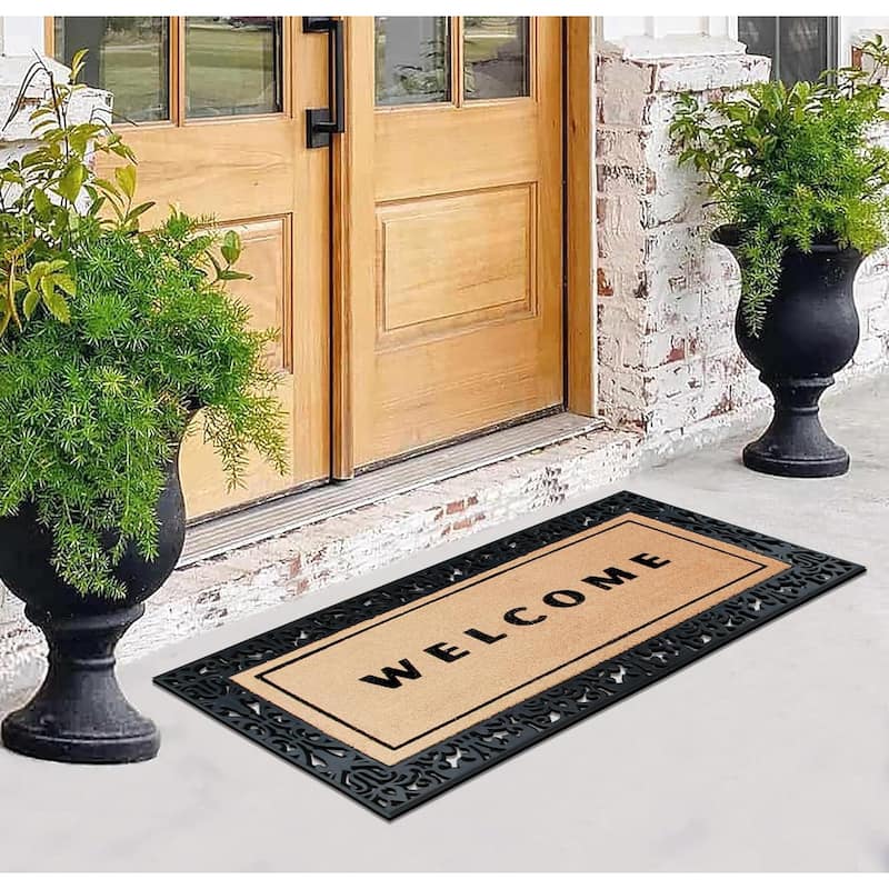 A1HC Rubber and Coir Heavy Duty Non Slip Welcome Indoor Outdoor Doormat, 30" X 60"