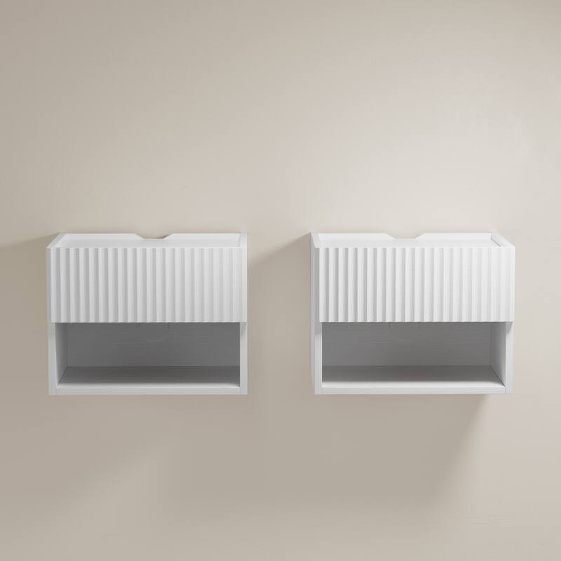 Modern Wall-Mounted Floating Nightstands with Drawer (Set of 2) - White