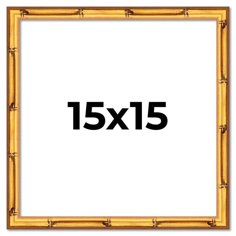 15x15 Frame Gold Bamboo Picture Frame Modern Photo Frame Includes UV Acrylic Shatter Guard Front Acid Free Foam Backing Board