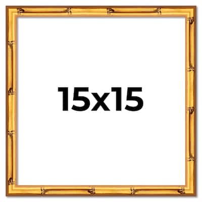 15x15 Frame Gold Bamboo Picture Frame Modern Photo Frame Includes UV Acrylic Shatter Guard Front Acid Free Foam Backing Board