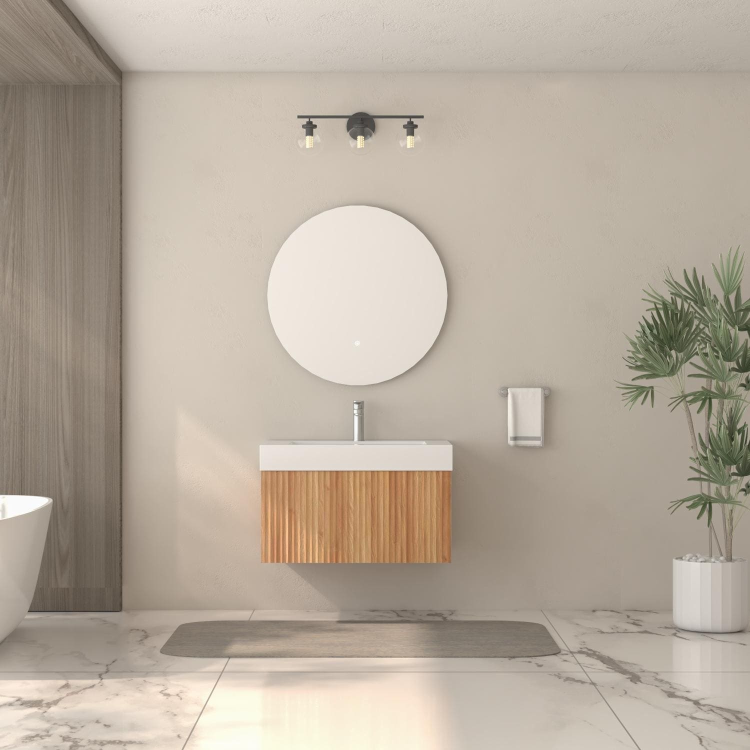 30" Bathroom Vanity With Sink,Wall Mounted Floating Bathroom Cabinet With Integrated