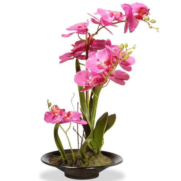 17” Potted Artificial Pink Orchid Flowers - N/A