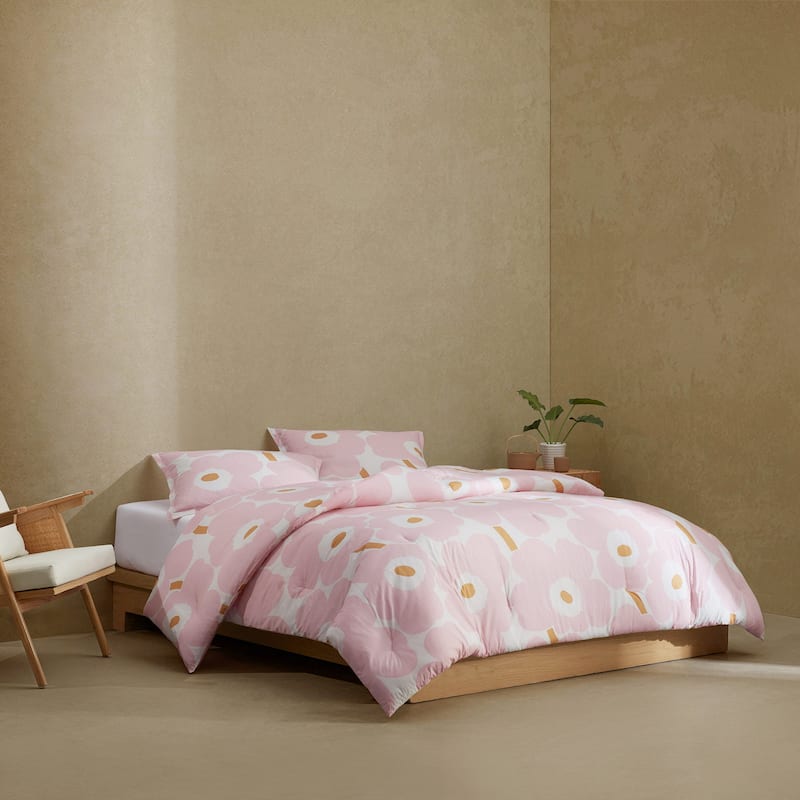 Marimekko Unikko Pink Cotton Reversible Comforter Set