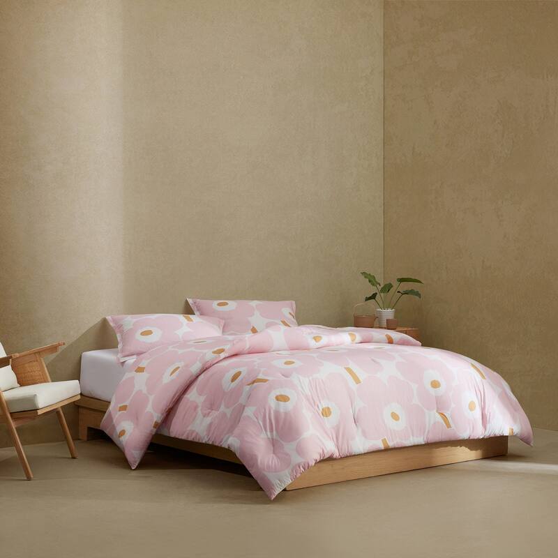 Marimekko Unikko Pink Cotton Reversible Duvet Cover Set