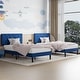 preview thumbnail 25 of 65, VECELO Upholstered Kids Bed Frame with Diamond Tufted Headoard,Twin Size Bed Set of 2