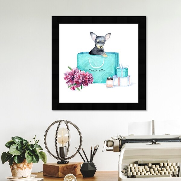 Oliver Gal 'acqua chic chihuahua' Animals Wall Art Framed