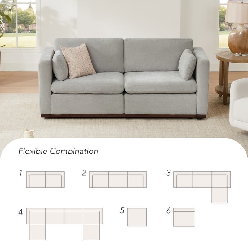 Donna Oversized Modular Sectional Fabric Sofa with Upgraded Wood Base