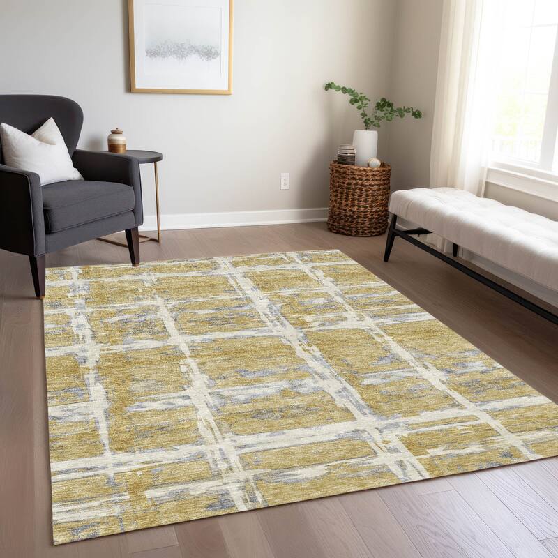 Machine Washable Indoor/ Outdoor Chantille Contemporary Abstract Rug