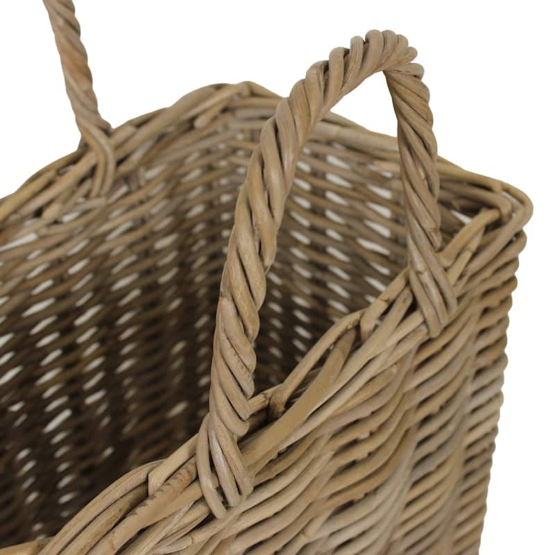 Handmade Natural Rattan Tall Woven Basket Set of 2 by East at Main