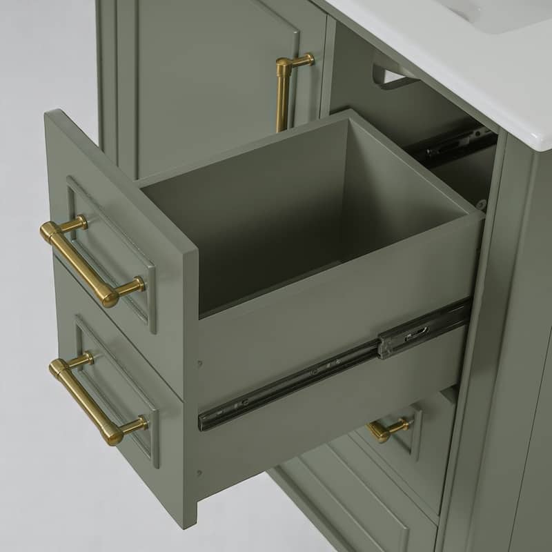 30" Bathroom Vanity with Sink, Freestanding Storage Cabinet with 3 Drawers, Soft-Close Door, Ceramic Basin,Bathroom Cabinet