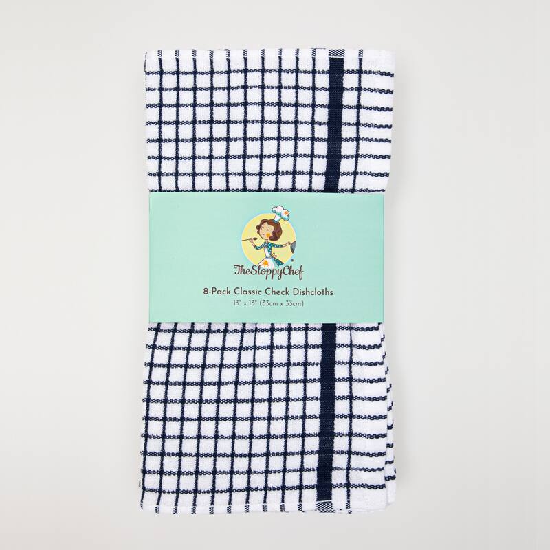 The Sloppy Chef Classic Checkered 8-Piece Dishcloths - 13x13