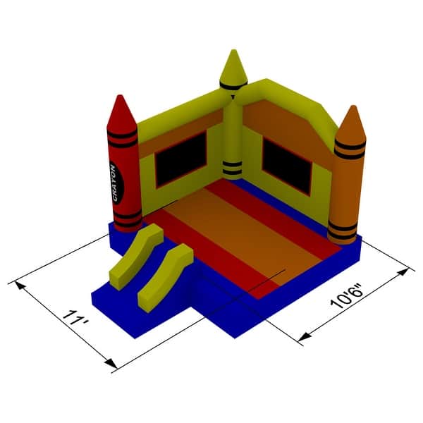 dimension image slide 0 of 2, Commercial Crayon Bounce House with Blower