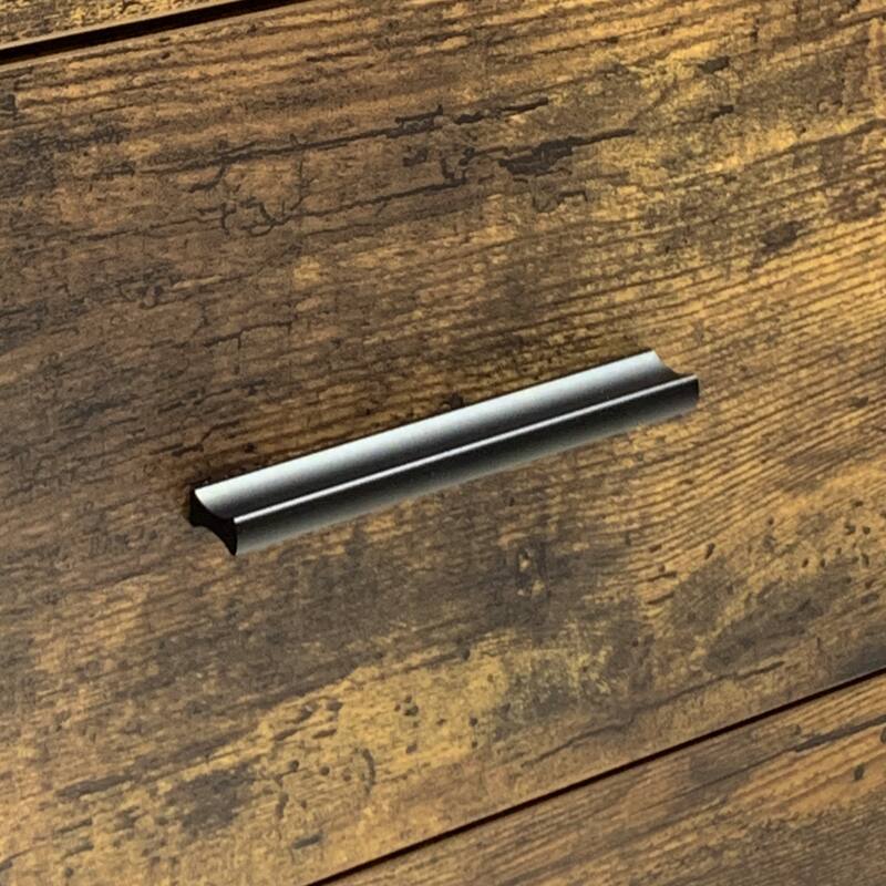 Industrial 6 Drawer Double Dresser, Rustic Brown Wood Storage Chest with Steel Frame for Bedroom Living Room