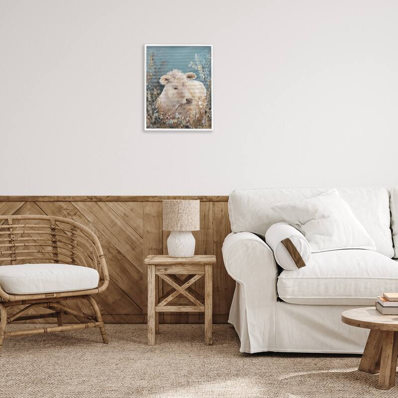 Stupell Soft Cattle Amongst Florals Framed Giclee Art Design By Amanda Hilburn