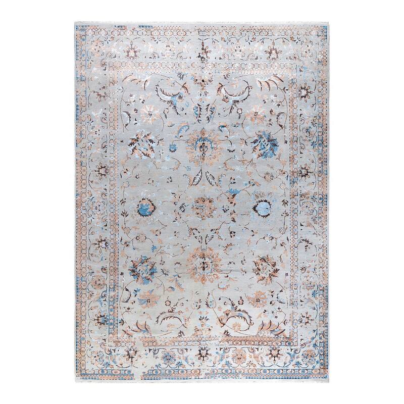 Ikat One-of-a-Kind Hand-Knotted Area Rug, Gray - 9' 0" x 12' 6"