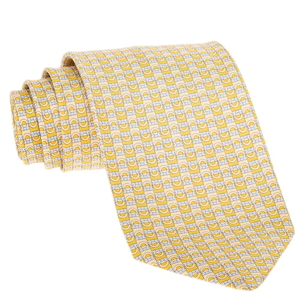 Ferragamo Bicolor Gancini Print Silk Tie