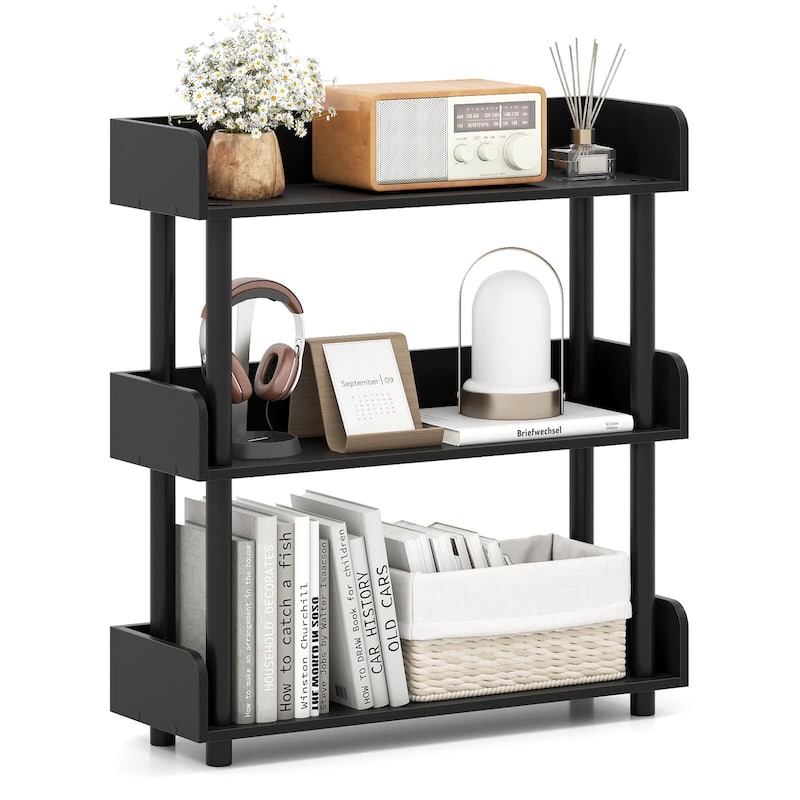Costway 1/2 PCS 3-Tier Bookshelf with Anti-Tipping Kit, Industrial - See Details - Black-1 PCS