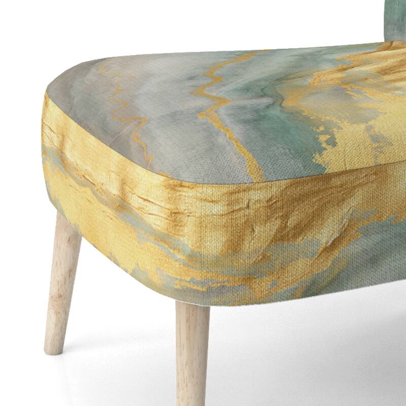 Designart "Coast Blue Sea Waves Watercolour" Upholstered Abstract Accent Chair - Modern Arm Chair For Bedroom