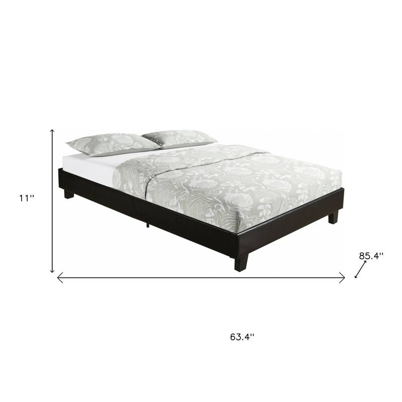 HomeRoots Black Faux Leather Queen Bed Frame