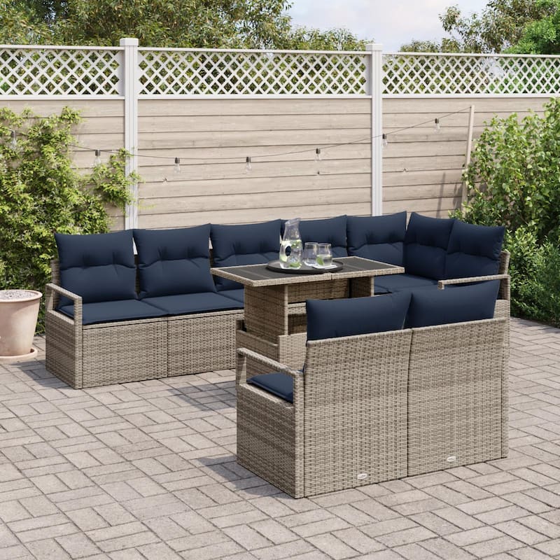 vidaXL 9 Piece Garden Sofa Set with Cushions - 113×48×27.2