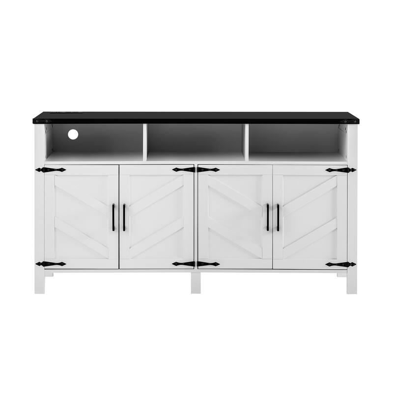 Farmhouse 4-Door Buffet Cabinet with Power Outlets, USB Ports & Adjustable Shelves by Harper&Bright Designs