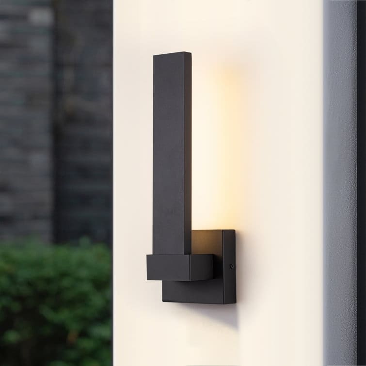 1-LIght Matte Black Integrated LED 3000K IP54 Waterproof Outdoor Wall Sconce - 15.6"