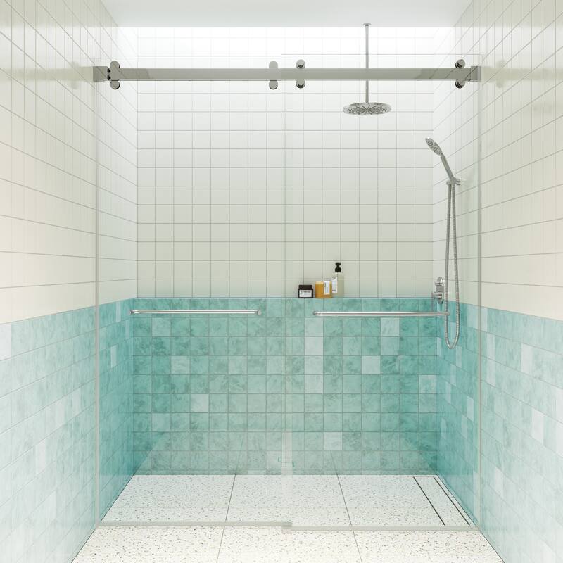 Polaris 60 in. x 78 in. Fully Frameless Glass Sliding Bypass Shower Doors with Square Hardware