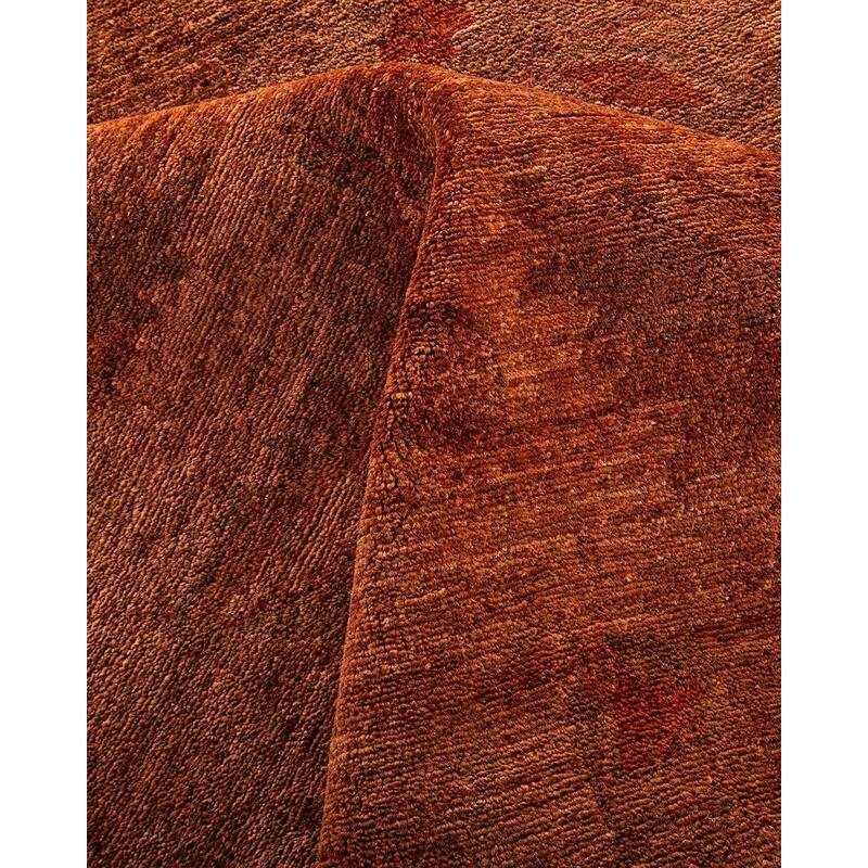 Overton Hand Knotted Wool Vintage Inspired Modern Contemporary Overdyed Brown Area Rug - 12' 0" x 17' 10"